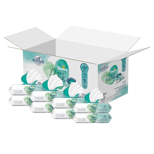 Pampers Aqua Pure Sensitive Baby Wipes - 448 Count, 99% Water, Hypoallergenic, Unscented