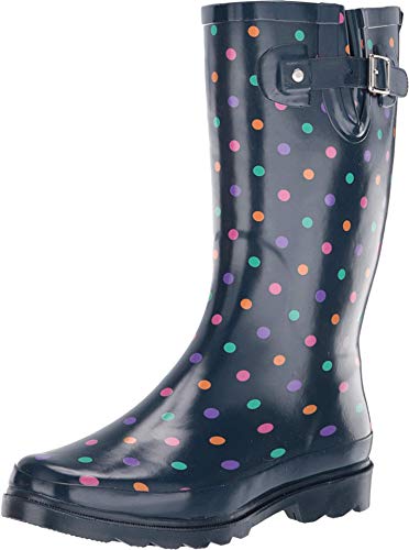 Western Chief Simple Dot Rain Boot Navy 9 B