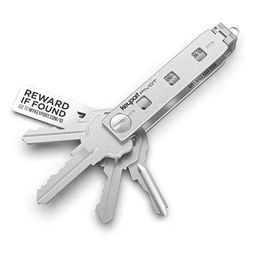 Keyport Pivot 1.0 Key Organizer | Compact Key Holder & EDC Keychain Organizer with KeyportID Lost & Found | Swiss Army Keychain | Key Chain Multi Tool | Aircraft Aluminum (Silver)