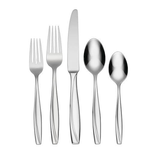 Oneida Camlynn Mirror 45 Piece Casual Flatware Set, 18/0 Stainless, Service for 8,Silver