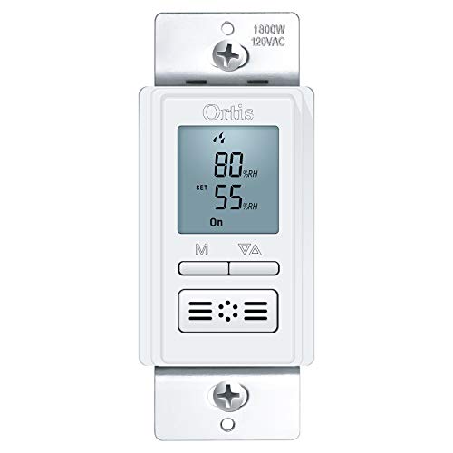 [NEW GENERATION] Humidity Sensor Switch, Ortis in-wall Bathroom Fan Automated Control Switch, Air Moisture Detection, Neutral Wire Required, White, 120V/220V