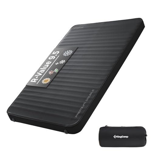 KingCamp Luxury 3D Double Self Inflating Sleeping Pad with 9.5 R Value, Camping Foam Air Mattress, Portable 3 Inch Large Thick for 2 Person, 79.1'' x 50.3'' x 3.0'', Black