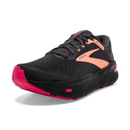 Brooks Women’s Ghost Max Cushion Neutral Running & Walking Shoe - Black/Papaya/Raspberry - 8.5 Medium