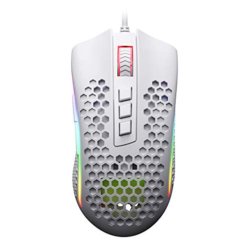 Redragon M808 Storm Lightweight RGB Gaming Mouse, 85g Ultralight Shell - 12,400 DPI Optical Sensor - 7 Programmable Buttons - Precise Registration - Super-Lite Cable - White