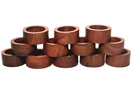 Napkin Rings Set of 12, Wooden Napkin Rings Artisan Crafted in India, Tabletop Decor