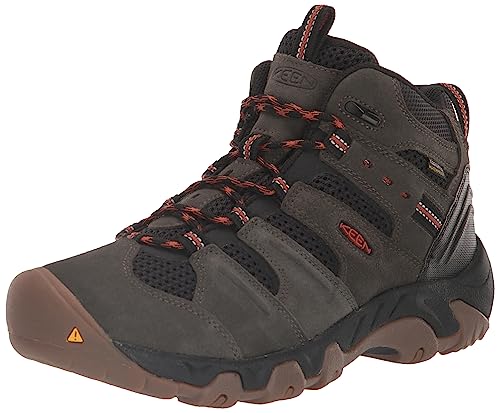 KEEN Men's Headout Mid Height Waterproof All Terrain Hiking Boots, Black Olive/Fossil Orange, 11