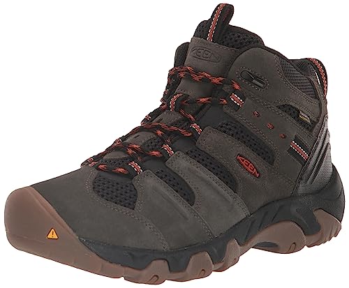KEEN Men's Headout Mid Height Waterproof All Terrain Hiking Boots, Black Olive/Fossil Orange, 10