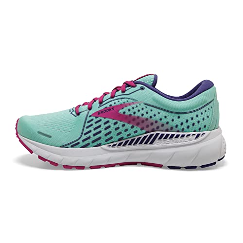 Brooks Women's Adrenaline GTS 21 Supportive Running Shoe - Yucca/Navy Blue/Fuchsia - 5.5 Medium