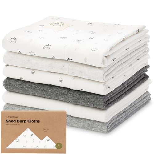 Organic Burp Cloths Baby Girl, Boy - 6-Pack Large Baby Burp Cloths, Super Absorbent Burping Cloths for Babies, Soft & Plush Cotton Burp Cloth, Spit Up Burp Rags, Newborn Burp Clothes (Neutrals)