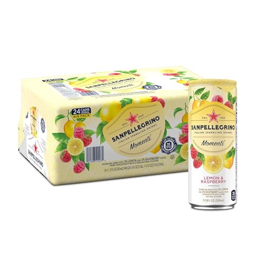 Sanpellegrino Momenti Lemon and Raspberry Flavored Italian Sparkling Drink, 24 Pack of 11.15 Fl Oz Cans