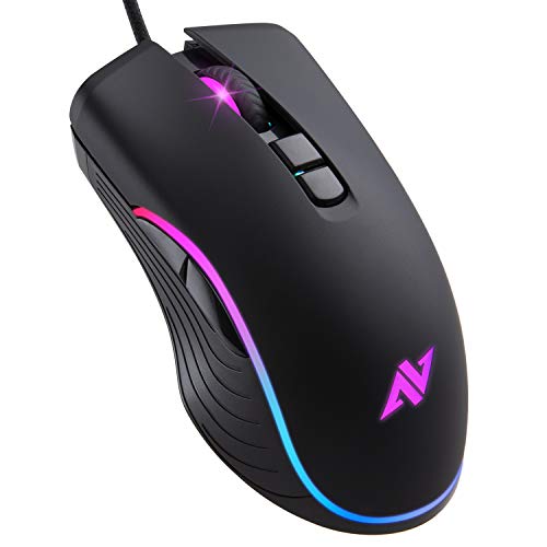 ABKONCORE AM6 Gaming Mouse with 4Dpi Levels (800, 1600, 2400, 3200), Programmable Buttons, Wired Ergonomic USB Computer Mouse for Gamer, Laptop, Chromebook, Mac (AM6)