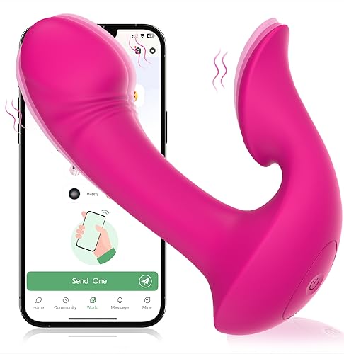 Women G Spot Vibrator Toy-Clitoral Licking with APP Remote Control,Wearable Dildo Clitoris Stimulator with 10 Powerful Vibrations Panty Vibrator Anal Plug for Women Gifts Hand held Personal Massager