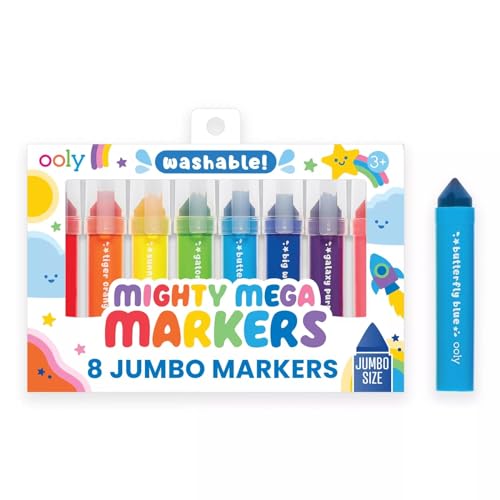 Ooly Thick Washable Markers with Jumbo Grip, Washable Toddler Markers, Mighty Mega Triangle Tip Markers for Toddlers, Kids Markers Washable with Jumbo Barrel, Markers for Little Hands [TRIANGLE TIP]