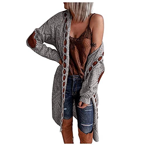 Womens Long Sleeve Chunky Knit Fashion Sweater Button Open Front Cardigans Argyle Maxi Outerwear Coats Sweaters 2022