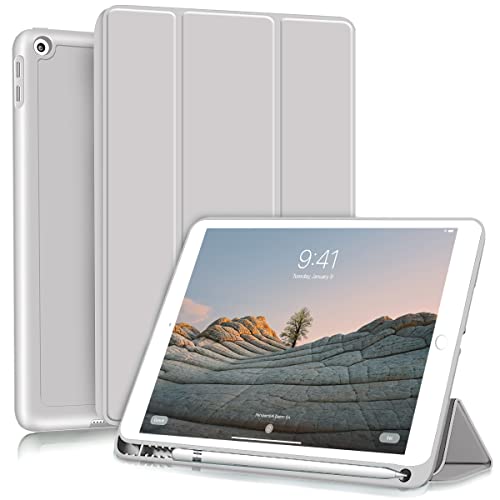 KenKe iPad 9.7 Case for iPad 6th Generation/iPad 5th Generation Case with Pencil Holder, Smart Trifold Stand Soft TPU Back Cover Auto Sleep/Wake for iPad 2018/2017 9.7 inch Case, (Gray)