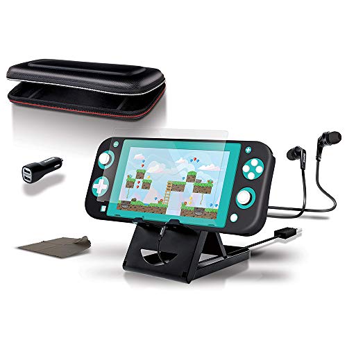 dreamGEAR Starter Kit Lite - Accessories Kit - Compatible with Nintendo Switch Lite - 8 In 1 Bundle - Carrying Case - Screen Protector - Ergonomic Grip Case - Earbud with Mic - Adjustable Stand - More