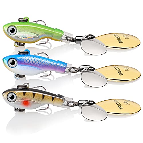TRUSCEND Fishing Lures Bass Jig Rotating Tail Spinner Jigs, Fishing Jigs Swimbaits Bass Pike Walleye Trout, Swim Jig Fishing Baits Metal Spoon Freshwater Saltwater