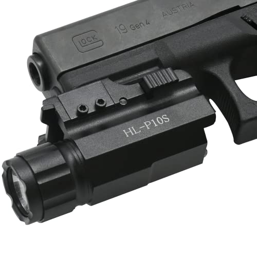Aimkon HiLight P10S 500 Lumen Pistol LED Strobe Flashlight with Weaver Quick Release for Glock Series, Sig Sauer, Smith & Wesson, Springfield, Beretta, Ruger, and Heckler & Koch, etc.