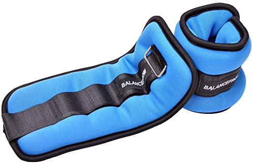 BalanceFrom Fully Adjustable Ankle Wrist Arm Leg Weights, 2 lbs each (4-lb pair), Blue