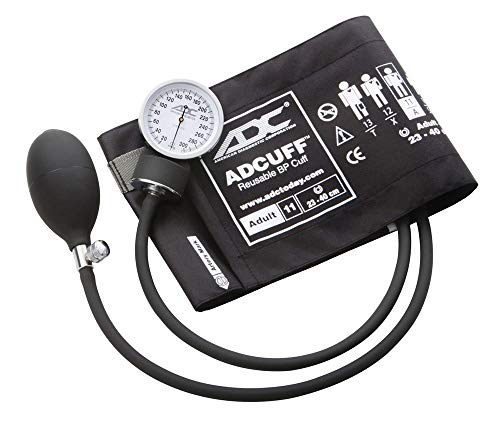 ADC 760-11ABK Prosphyg Model 760 Pocket Aneroid Sphygmomanometer with Adcuff Nylon Blood Pressure Cuff, Adult, Black