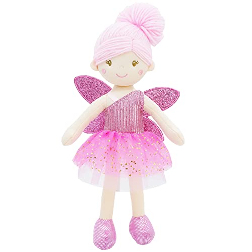 June Garden 12' Enchanted Garden Fairy Doll Elida - Plush Stuffed Soft Doll Girl Gift - Pink Outfit and Wings