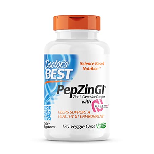 Doctor's Best PepZin GI, Zinc-L-Carnosine Complex, Non-GMO, Vegan, Gluten Free, Soy Free, Digestive Support, 120 Veggie Caps