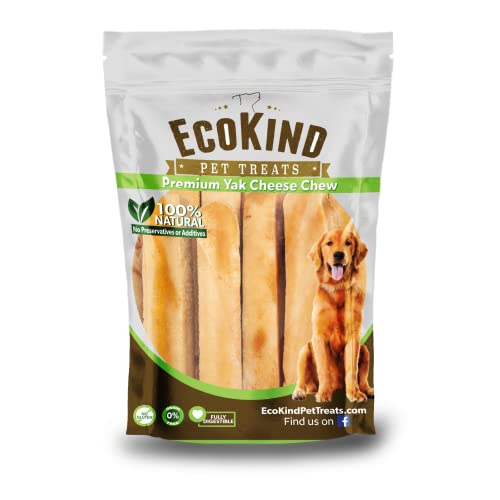 EcoKind Pet Treats Premium Gold Himalayan Yak Cheese Dog Chew, Gluten Free, Lactose Free, All Natural Chews for Small to Large Dogs, Keeps Dogs Busy & Enjoying, 1 lb. Bag, (Large - 4 Pack)