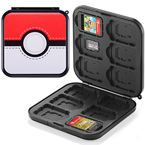 JoyHood Game Card Case for Switch/Switch OLED/Switch Lite, Protective Game Cards Storage Cases Holder with 12 Game Card Slots and 12 Micro SD Card Slots (Pokeball)