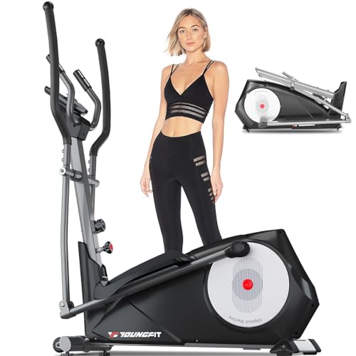 YOUNGFIT Elliptical Machine, 95% Pre-Installed Cross Trainer with Hyper-Quiet Magnetic Driving System, 22 Resistance Levels Home Gym Eliptical Exercise Machine Workout Equipment (Black)