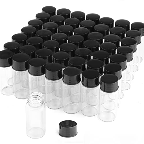 50 Pack,10ml (0.3 oz) Clear Glass Liquid Sample Vial with Screw Caps,Empty Refillable Travel Glass Essential Oil Bottle Labs Tube Preservation Storage Test Vials Container-FREE Funnel&Dropper