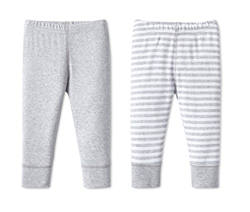 Lamaze Organic Baby unisex baby Pull on Jogger 2 Pack Pants, Gray Striped, Newborn US