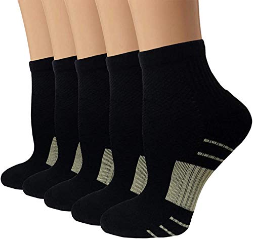 Iseasoo Copper Compression Socks for Men & Women Circulation-Ankle Plantar Fasciitis Socks Support for Athletic Running Cycling（L/XL