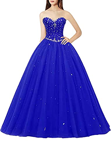Likedpage Women's Sweetheart Ball Gown Tulle Quinceanera Dresses Prom Dress (US2, Royal Blue) … …