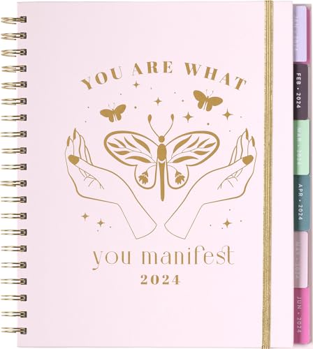 2024 Eccolo Large Spiral Agenda Planner, Hardcover, Weekly & Monthly Views, 12 Tabbed Months, Inspiring Graphics and Quotes (Extra Large - 9' x 10.5')