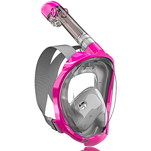 QingSong Full Face Snorkel Mask for Adults & Kids, Snorkeling Gear with Camera Mount, Foldable 180 Degree Panoramic View Snorkeling Set Anti-Fog Anti-Leak