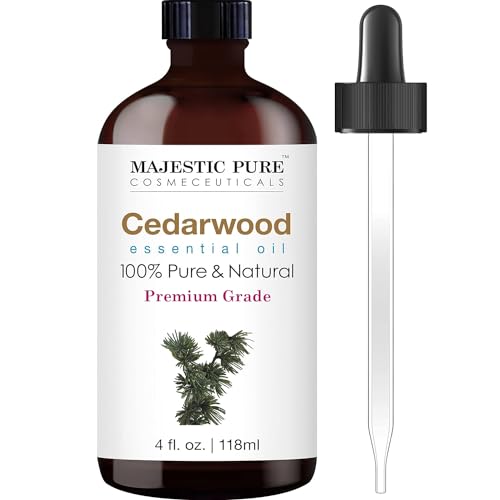 MAJESTIC PURE Cedarwood Essential Oil | 100% Pure and Natural Cedarwood Oil | Premium Grade Essential Oils for Diffusers, Aromatherapy, Massage, Humidifiers and Topical uses | 4 fl oz