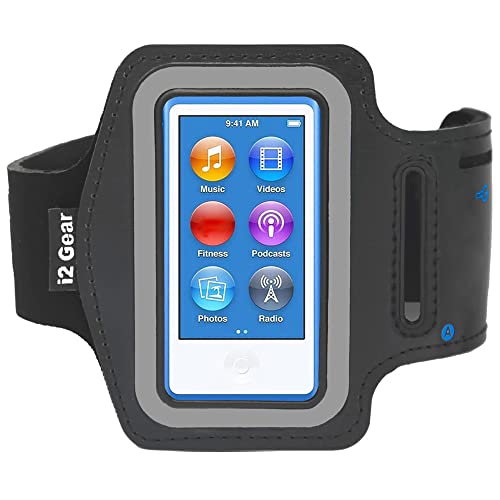 i2 Gear Adjustable Armband Compatible with iPod Nano 8th and 7th Generation Devices (Black)