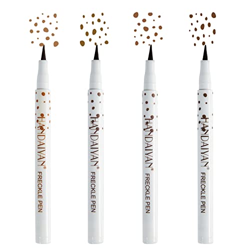 SUMEITANG 4 Colors Freckle Pen, Face Freckle Makeup Pen, Natural Lifelike Faux Freckle Makeup Pen Magic Freckle Color, Waterproof Long Lasting Quick Dry, Create Natural Sunkissed Skin(4Pack)