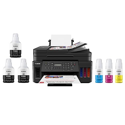 Canon G7020 All-in-One Printer Home Office | Wireless Supertank (Megatank) Printer | Copier | Scan, | Fax and ADF with Mobile Printing, Black, Works with Alexa