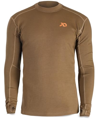 First Lite Men's Kiln Long Sleeve Crew Shirt - Merino Wool Fleece Hunting Base Layer - Dry Earth - X-Large