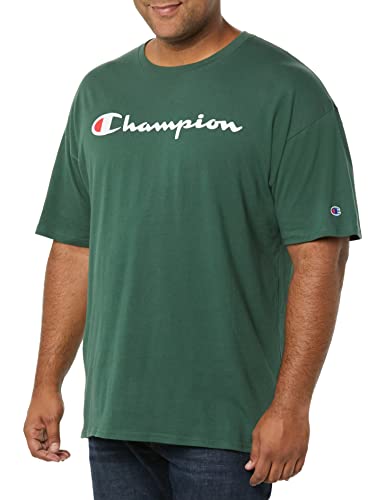 Champion mens Classic T-shirt, Script Logo T Shirt, Dark Green-y07718, XX-Large US
