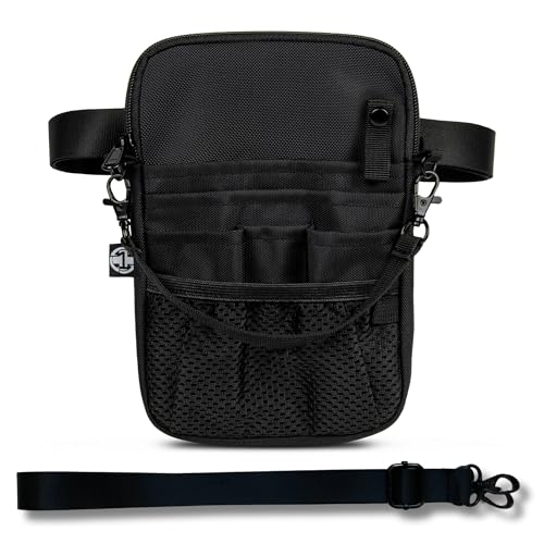 First Lifesaver 4-in-1 Nurse Fanny Pack with Medical Gear Pockets, Tape Holder, and Utility Storage for Stethoscopes, Bandage Scissors, and Emergency Supplies, Student and Nurse Use (Black)
