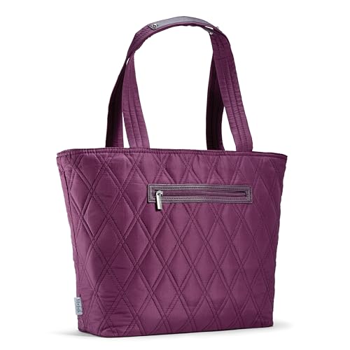 Fit & Fresh Metro 2-in-1 Quilted Tote, Multipurpose Travel and Work Bag with Insulated Cooler Compartment for Women, Laptop-Friendly, Thermal Insulated, Perfect for Office, Nurse, Teacher