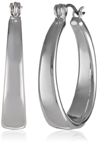 Nine West 'Classics' Silver-Tone Medium Hoop Earrings