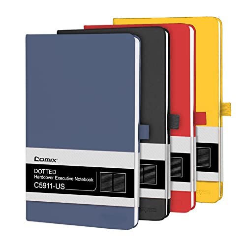 Compera Dotted Journal Notebooks, Bullet dotted Grid Journal with Inner Pocket, 176 pages with 100 gsm paper, 5.1x8.3 inches, 4 colors, Pack of 4