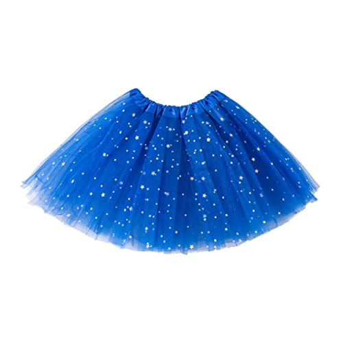 Jastore Girls Layered Stars Sequins Tutu Skirt Princess Ballet Dance Dress (Navy Blue)