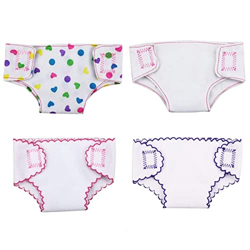 DC-BEAUTIFUL 4 Pack Baby Diapers Doll Underwear for 14-18 Inch Baby Dolls, Suitable for Infant Dolls Baby Girls