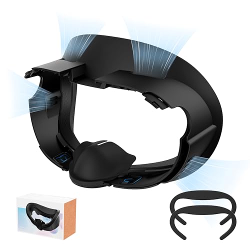 UPOK Comfort Facial Interface for Meta/Oculus Quest 3 - PU Face Pad 2PCS Replacement, Anti Sweat | Breathable Frame Eliminates Lens Fog | Nose Guard Light Blocker Enhance Immersive