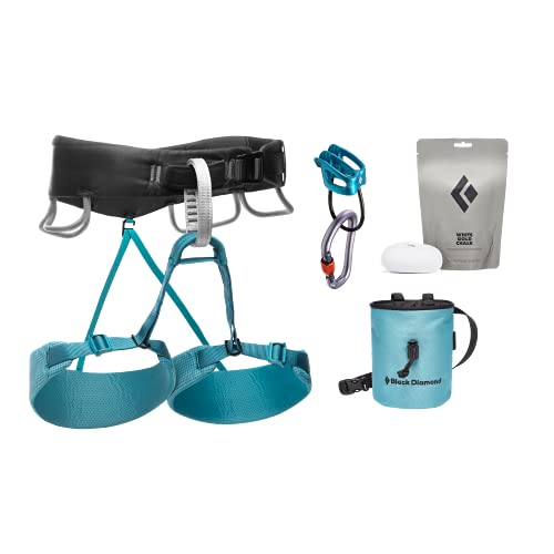 BLACK DIAMOND Womens Momentum Climbing Harness Package, Large, Aqua Verde