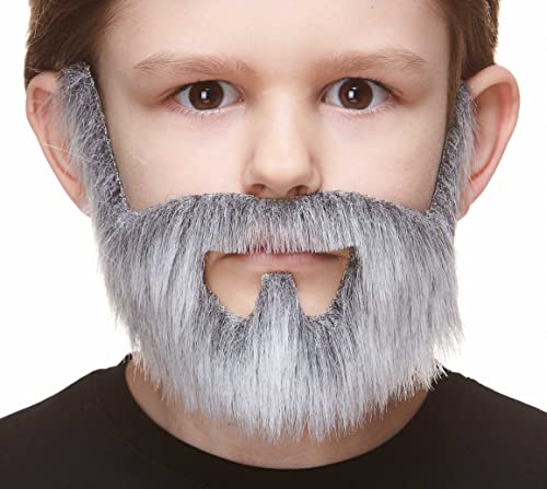 Mustaches Fake Beard, Self Adhesive, Novelty, Small On Bail False Facial Hair, Costume Accessory for Kids, Gray with White Color